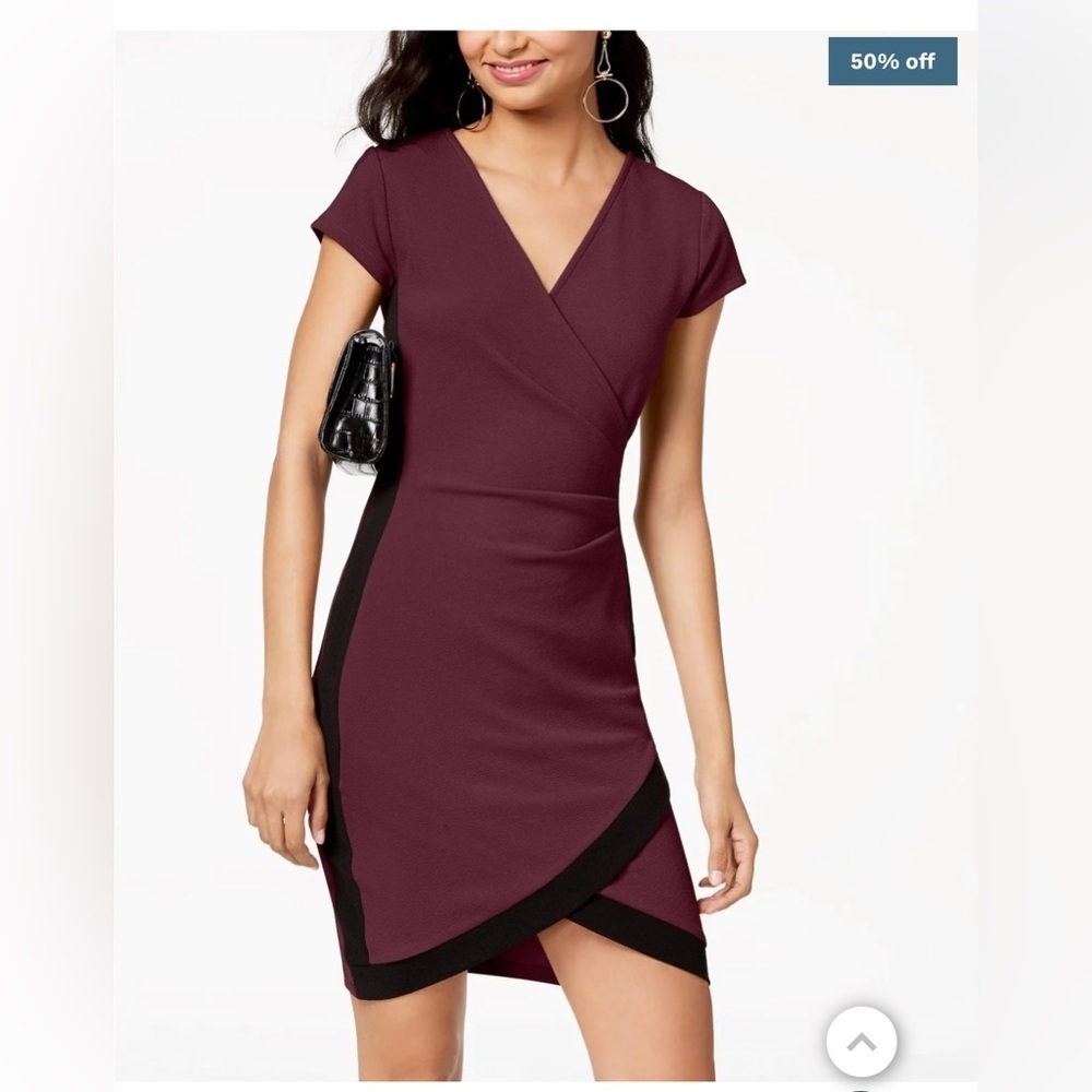 Almost Famous Women's Striped Ruched Cocktail Dress Purple Size X-Small NWT - Picture 1 of 6